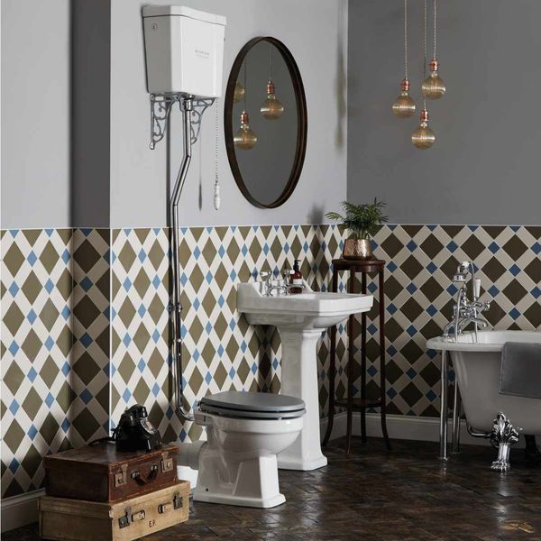 Bayswater Fitzroy Comfort Height High Level Toilet with Traditional Chain Pull