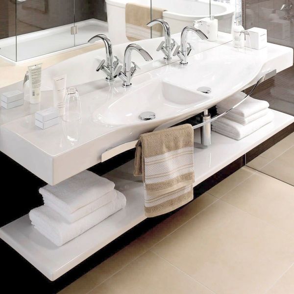 Laufen Palace Double Countertop Basin with Towel Rail